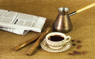 Coffee newspaper table pipe saucer - morning free wallpaper for desktop