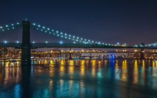 Night city bridge lights water - a body of water free wallpaper for desktop