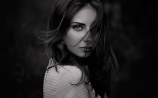 Woman longhair white shirt black - free portrait wallpaper for desktop