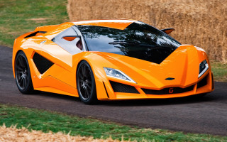 Orange sports car driving road 3 - cubofuturism free wallpaper