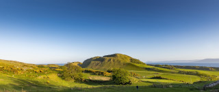 Grassy hill lake blue sky - a lake in the background free wallpaper