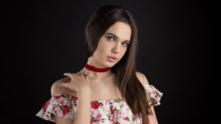 Woman floral dress choker portrait - dress free wallpaper for desktop