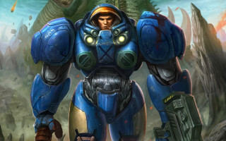 Blue suit man giant robot - a giant robot free wallpaper