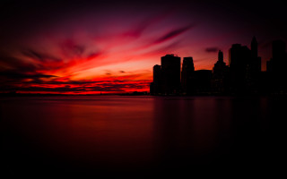 City skyline red purple dusk - anthony s waters free wallpaper