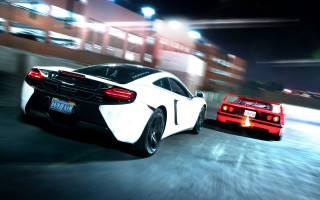 Night cars street building lights - two car free wallpaper