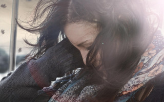 Woman long hair phone outside - her phone free wallpaper