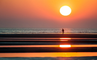 Beach sunset ocean mountain sky - amir zand free wallpaper for desktop