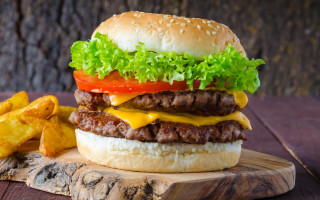 Hamburger lettuce tomato cheese sauce - tomato free wallpaper