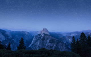 Mountain night sky stars trees 2 - a few star free wallpaper