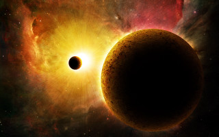 Black hole star space bright - yellow light free wallpaper for desktop