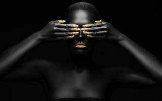 Woman gold nails hands face - christian w. staudinger free wallpaper for desktop