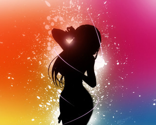 Woman heart rainbow background object - neon light free wallpaper for desktop