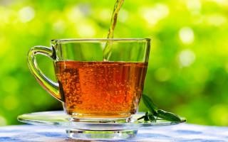 Tea pouring glass outdoor impressionism - cloth free wallpaper