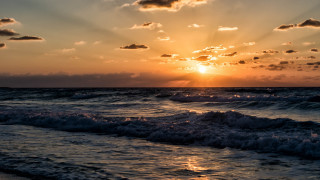 Sunset ocean waves clouds city 3 - bracha l. ettinger free wallpaper