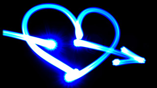Heart blue light hologram neon - object free wallpaper
