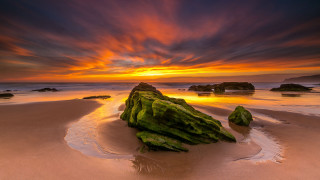 Rock formation beach sunset clouds 2 - a rock formation free wallpaper for desktop