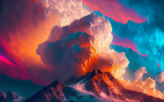 Mountain colorful sky clouds fire - a colorful sky in the background free wallpaper