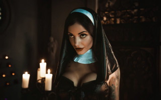 Nun candleclock gothic darkart tattoo - dark art free wallpaper for desktop
