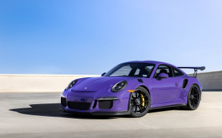 Purple porsche gtr parking lot - a sky background and a building in the background free wallpaper
