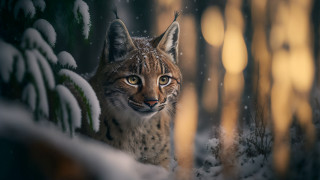 Lynx snowy forest photorealistic animal - a snowy forest free wallpaper