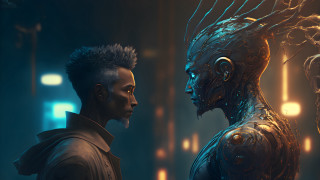 Neon afrofuturism biopunk cyberpunk old - cedric peyravernay free wallpaper
