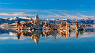 Lake mountain range blue sky - a mountain range in the background free wallpaper