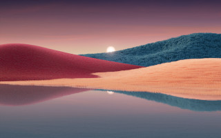 Desert lake mountain sunset cinematic - a sun setting free wallpaper