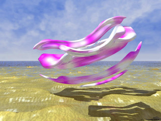 Pink white object floating beach - a blue sky and water free wallpaper
