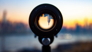 Camera lens city sunset reflection - new free wallpaper for desktop