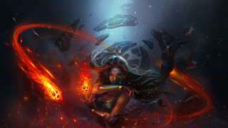 Fire woman bikini embers flame - art of brom free wallpaper