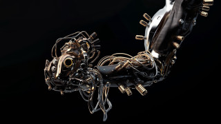 Mechanical arm biomechanical cyberpunk gold - mechanical free wallpaper