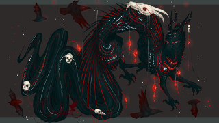 Dragon skull skeleton blood glowing - a drawing of a dragon free wallpaper