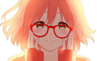 Girl glasses red shirt hands - glass free wallpaper