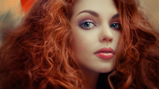 Elina karimova red hair blue - a red flower free wallpaper for desktop