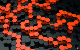 Orange cubes black surface red - a black surface free wallpaper