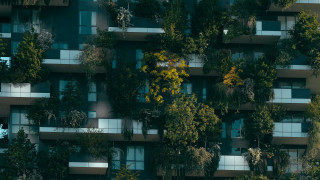 Ecological solarpunk building trees plane - andreas gursky free wallpaper for desktop