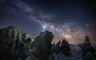 Mountain top starry sky astronaut - filip hodas free wallpaper for desktop
