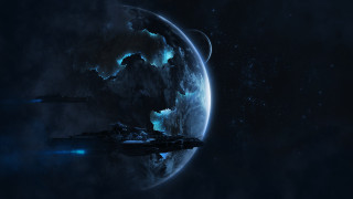 Space ship blue planet star - a blue planet free wallpaper