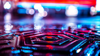 Cellphone hologram neon bokeh city - a close up of a cell phone free wallpaper