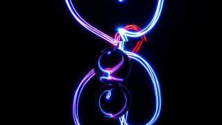 Heart neon reflection abstract planet - free neon wallpaper
