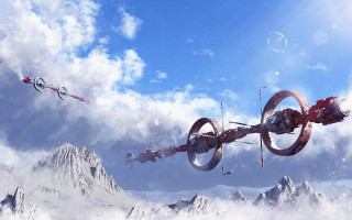 Flying group mountains clouds space - darek zabrocki free wallpaper for desktop