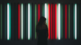 Woman neo figurative cyberpunk backlighting - light behind her free wallpaper for desktop