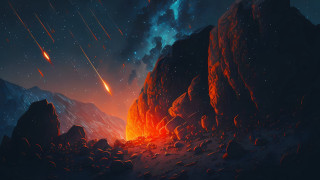 Mountain lava glow shootingstar aurora - shooting free wallpaper