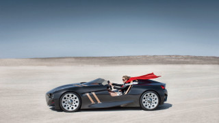 Blackcar redcape woman driving futurism - xf iq4 free wallpaper