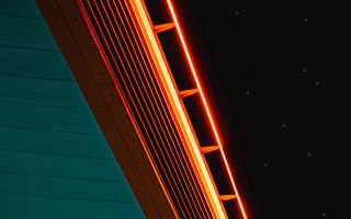 Clocktower redlight neon cyberpunk night - the side of the building free wallpaper