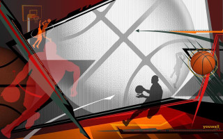 Basketball player dunk abstract shapes - dunk free wallpaper