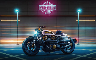 Motorcycle parking lot neon harley - cafer bater free wallpaper