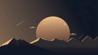 Sunset mountains stars moon aurora - liam brazier free wallpaper