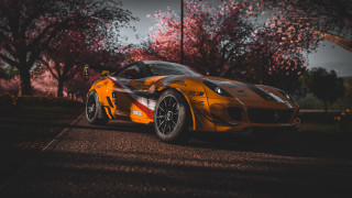 Sports car road night autumn - a sports car free wallpaper