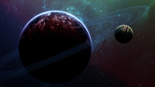 Planet rings stars background aurora - a planet free wallpaper